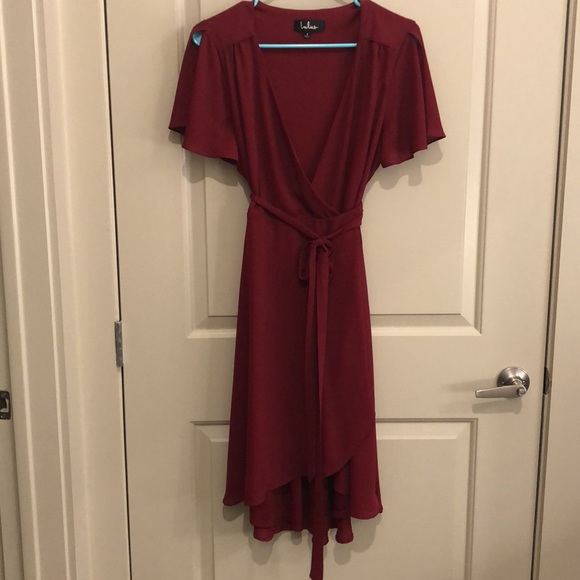Lulu’s Raspberry Wrap Dress - Picture 3 of 4